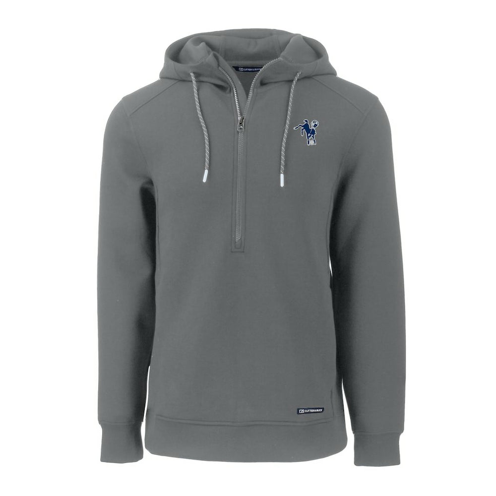 Indianapolis Colts  Cutter & Buck Throwback Roam Eco Half-Zip Recycled Pullover Hoodie