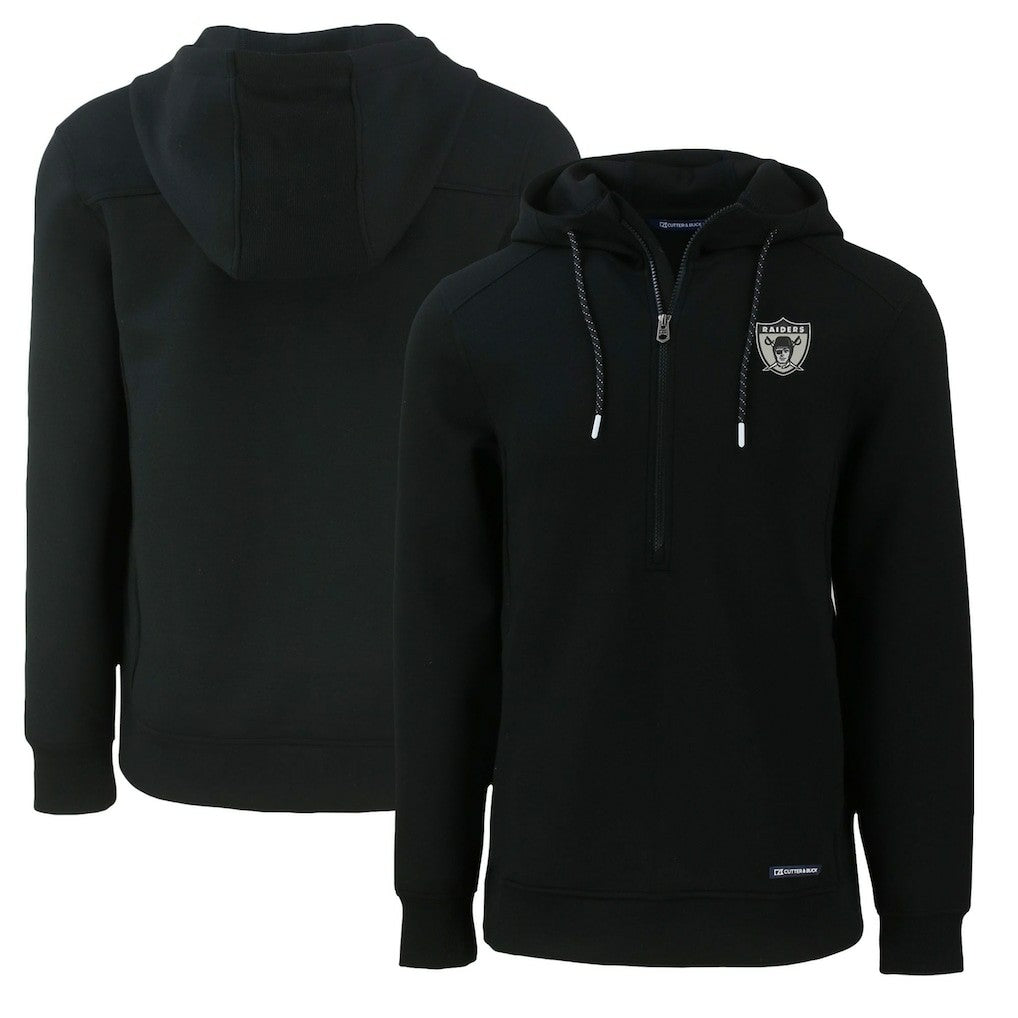 Las Vegas Raiders  Cutter & Buck Throwback Roam Eco Half-Zip Recycled Pullover Hoodie
