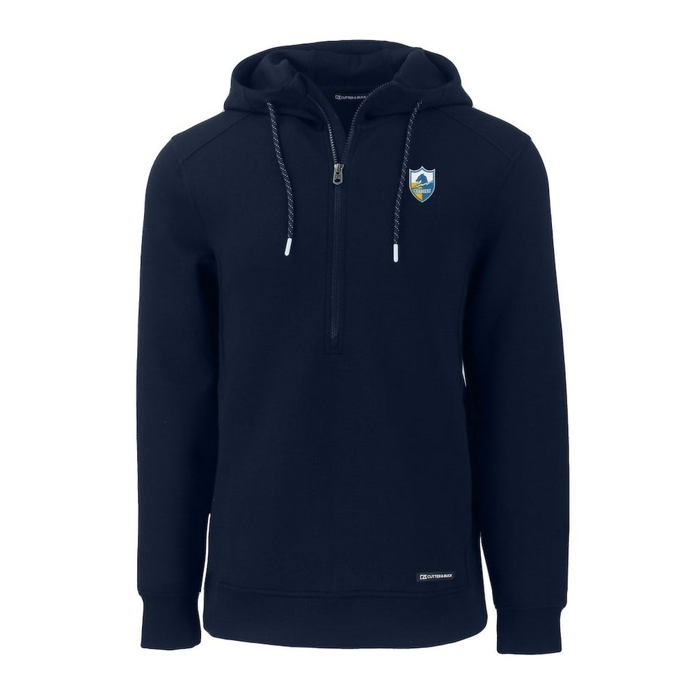 Los Angeles Chargers  Cutter & Buck Throwback Roam Eco Half-Zip Recycled Pullover Hoodie