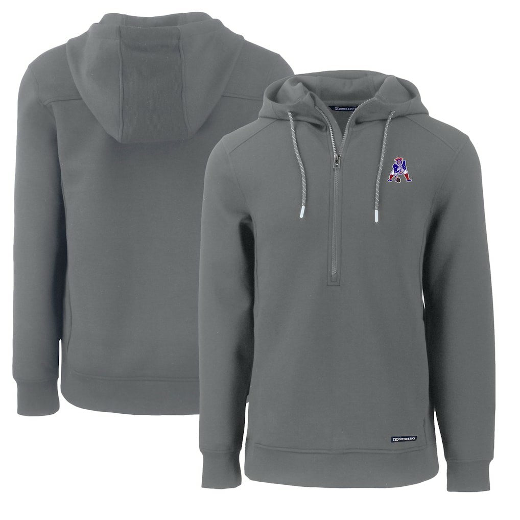 New England Patriots  Cutter & Buck Throwback Roam Eco Half-Zip Recycled Pullover Hoodie