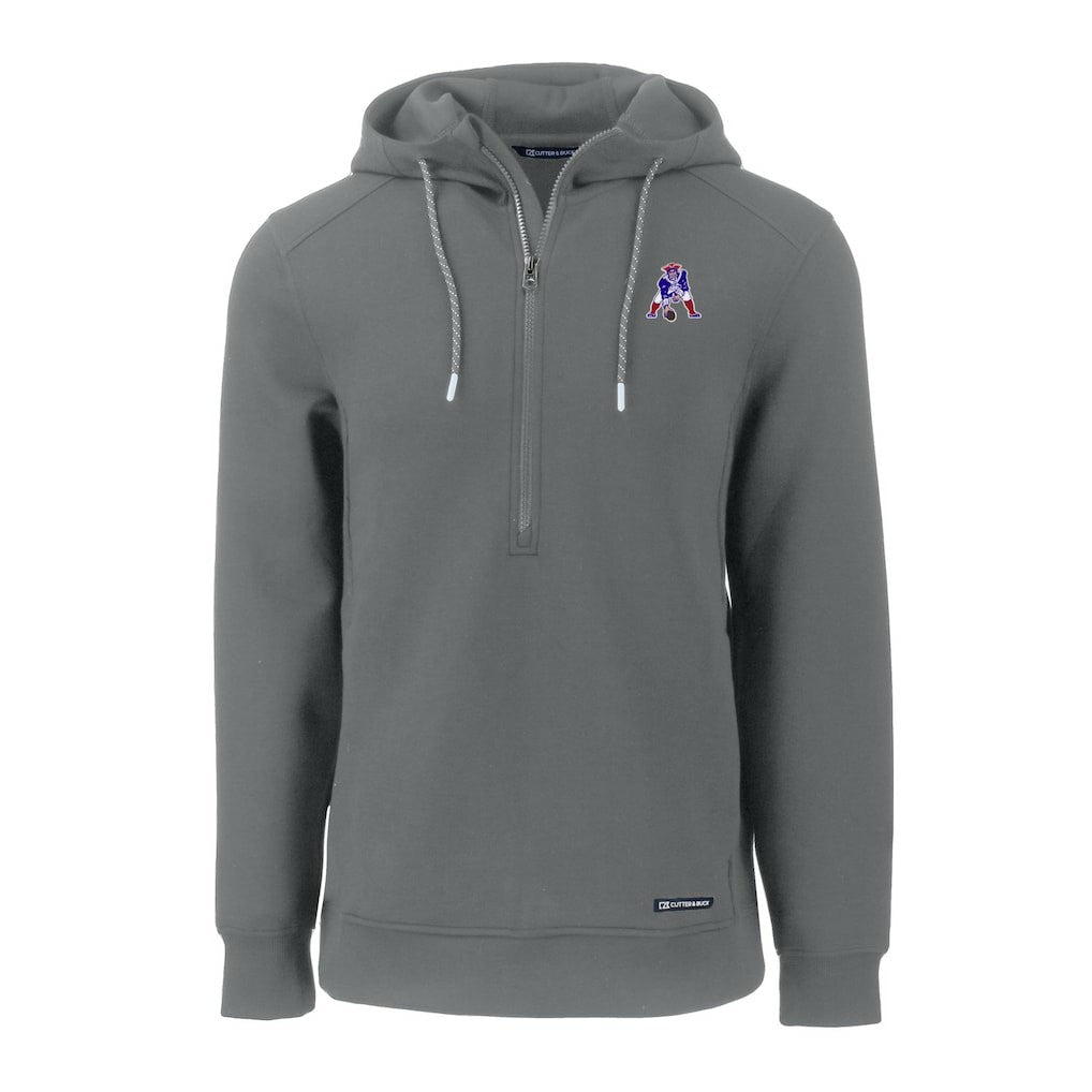 New England Patriots  Cutter & Buck Throwback Roam Eco Half-Zip Recycled Pullover Hoodie