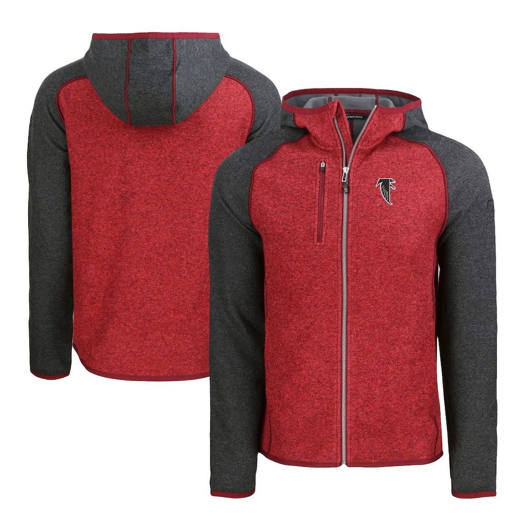 Atlanta Falcons  Cutter & Buck Throwback Mainsail Sweater-Knit Full-Zip Hoodie