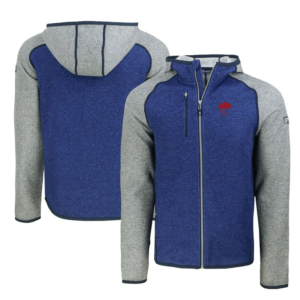 Buffalo Bills  Cutter & Buck Throwback Mainsail Sweater-Knit Full-Zip Hoodie