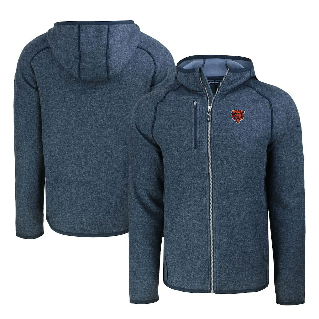 Chicago Bears  Cutter & Buck Throwback Mainsail Sweater-Knit Full-Zip Hoodie