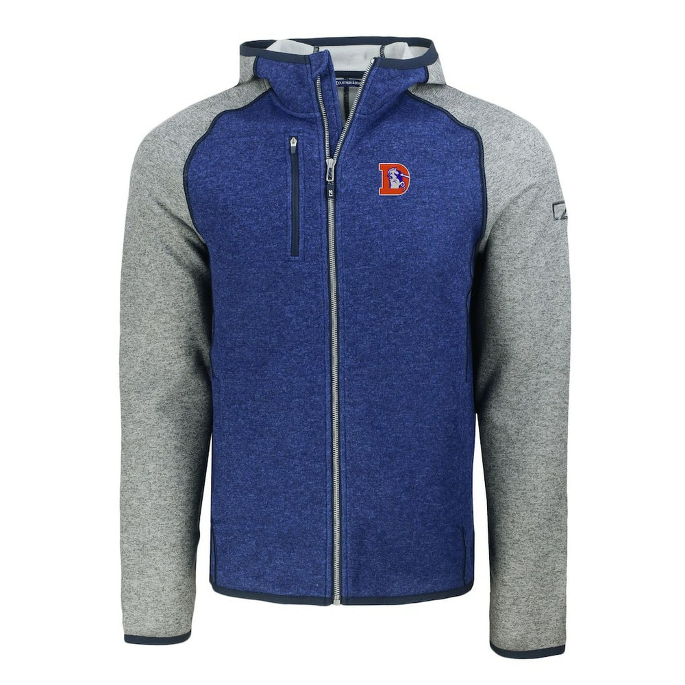 Denver Broncos  Cutter & Buck Throwback Mainsail Sweater-Knit Full-Zip Hoodie