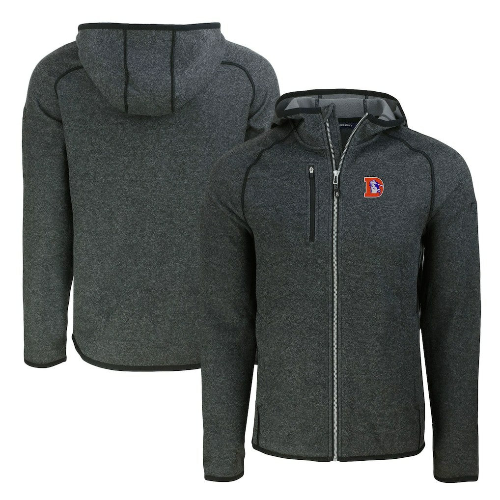 Denver Broncos  Cutter & Buck Throwback Mainsail Sweater-Knit Full-Zip Hoodie