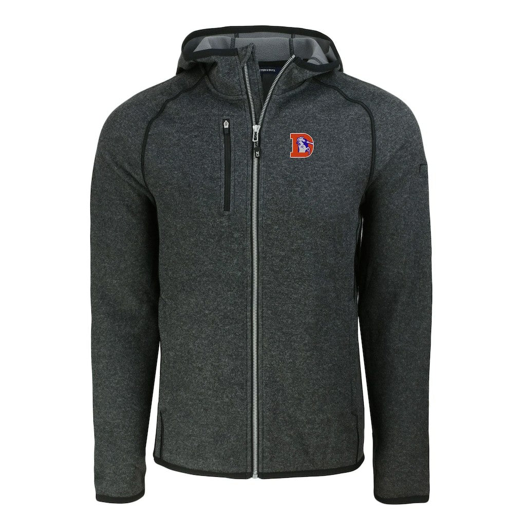 Denver Broncos  Cutter & Buck Throwback Mainsail Sweater-Knit Full-Zip Hoodie