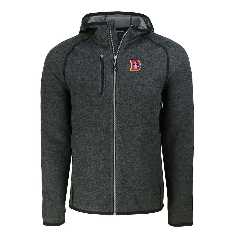 Denver Broncos  Cutter & Buck Throwback Mainsail Sweater-Knit Full-Zip Hoodie