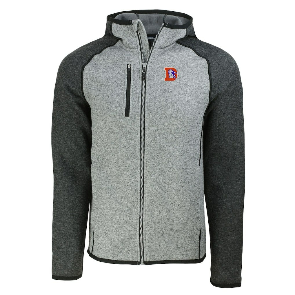 Denver Broncos  Cutter & Buck Throwback Mainsail Sweater-Knit Full-Zip Hoodie