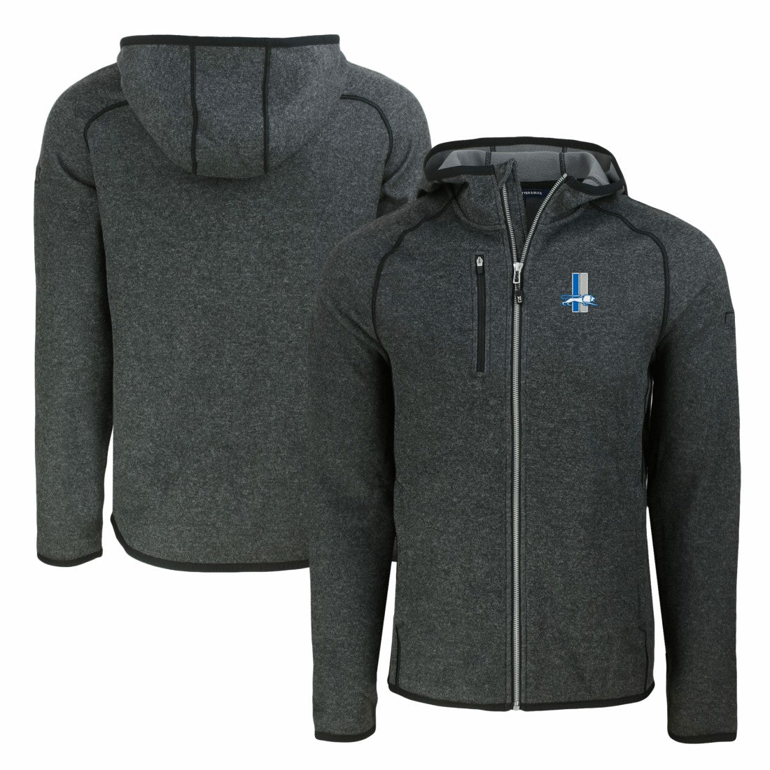 Detroit Lions  Cutter & Buck Throwback Mainsail Sweater-Knit Full-Zip Hoodie