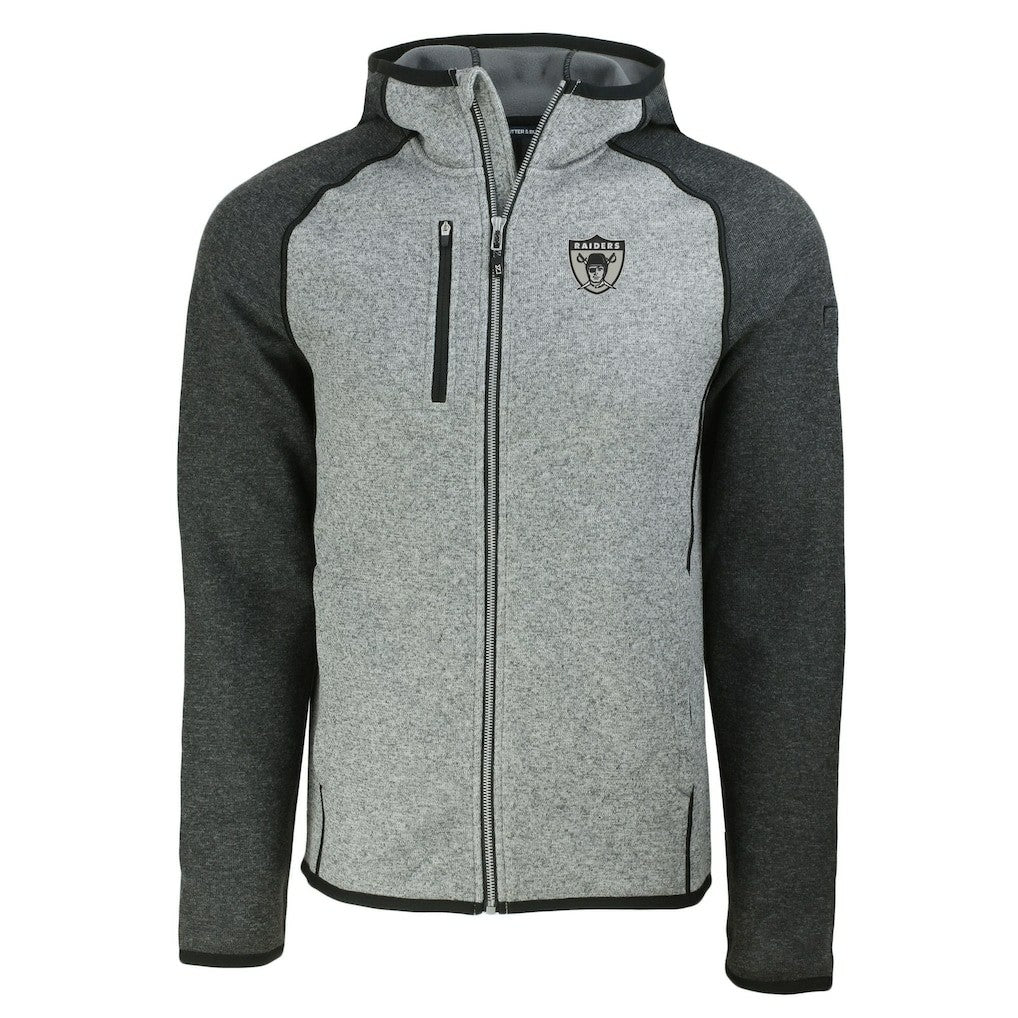 Las Vegas Raiders  Cutter & Buck Throwback Mainsail Sweater-Knit Full-Zip Hoodie