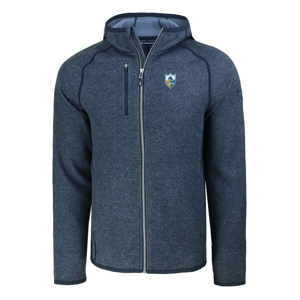 Los Angeles Chargers  Cutter & Buck Throwback Mainsail Sweater-Knit Full-Zip Hoodie