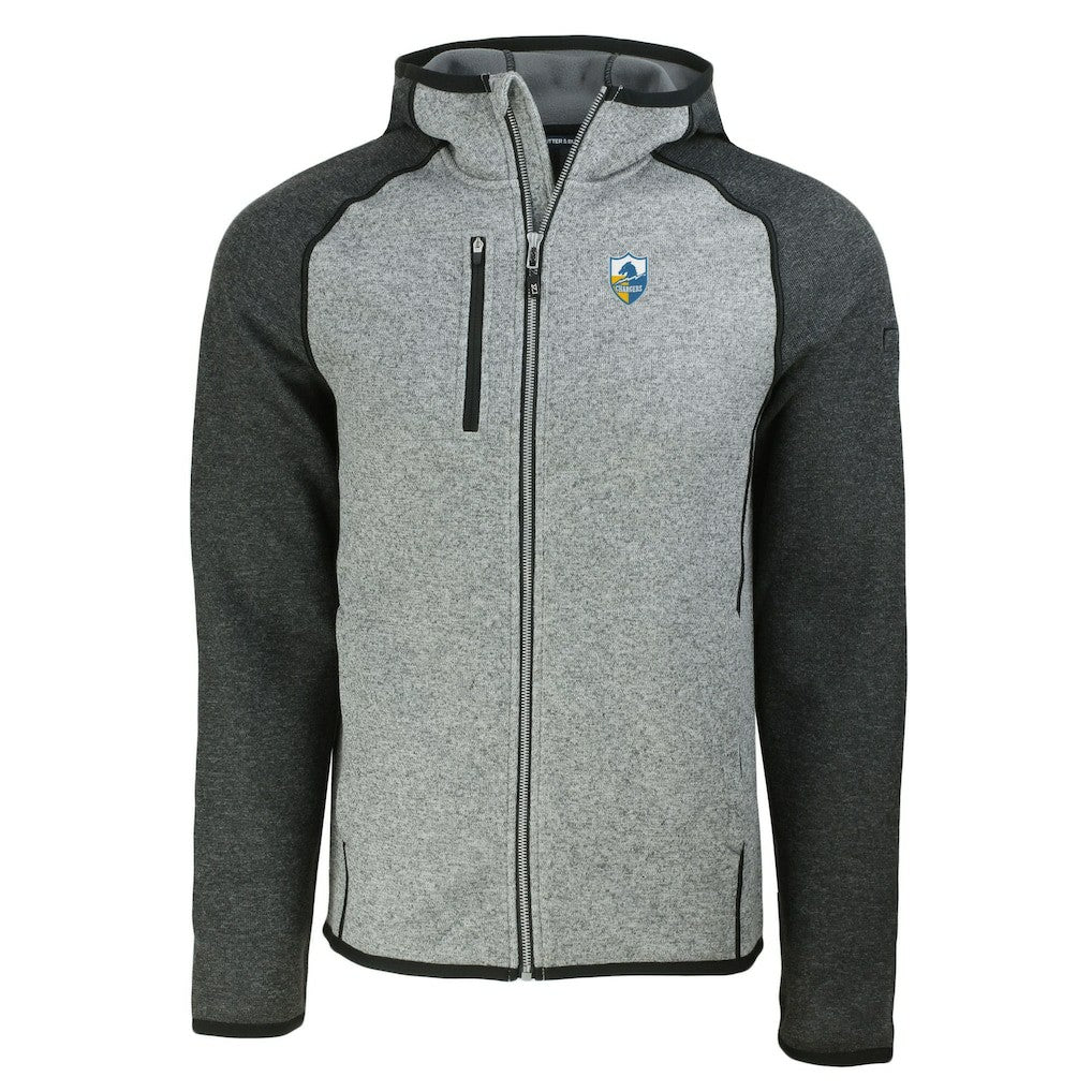 Los Angeles Chargers  Cutter & Buck Throwback Mainsail Sweater-Knit Full-Zip Hoodie