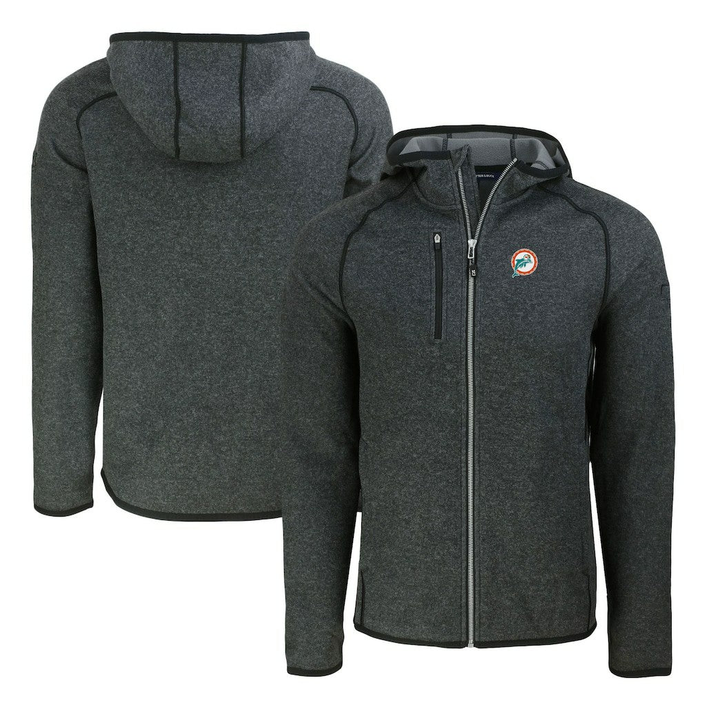 Miami Dolphins  Cutter & Buck Throwback Mainsail Sweater-Knit Full-Zip Hoodie
