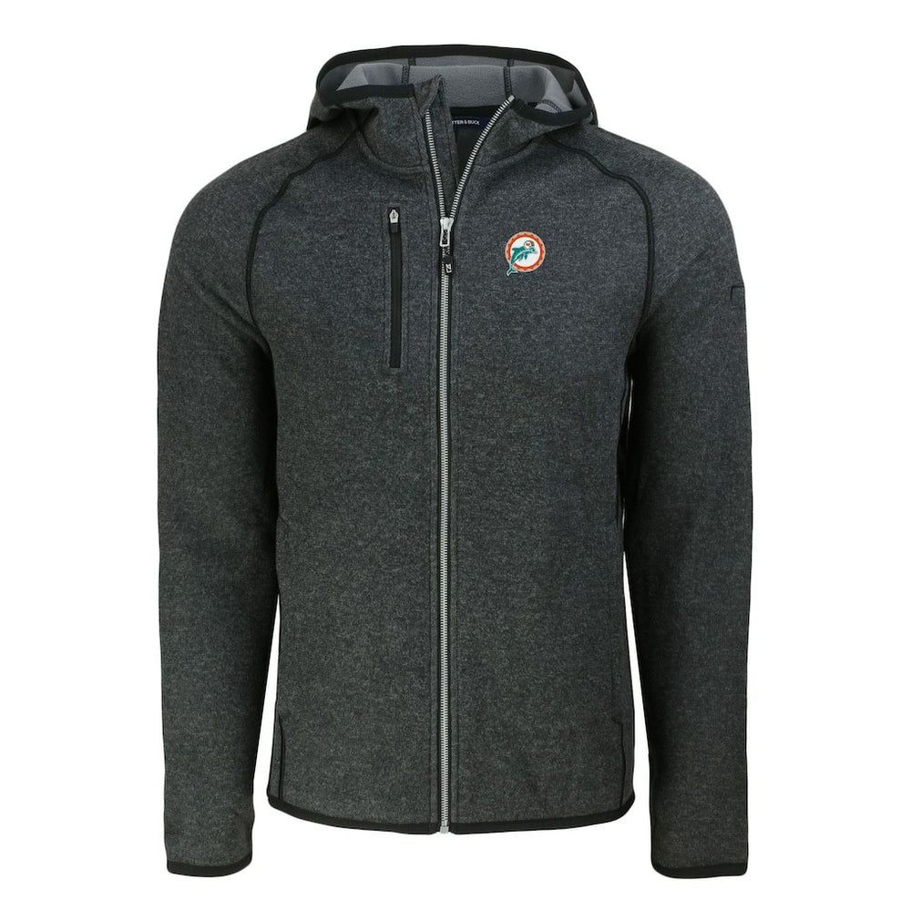 Miami Dolphins  Cutter & Buck Throwback Mainsail Sweater-Knit Full-Zip Hoodie