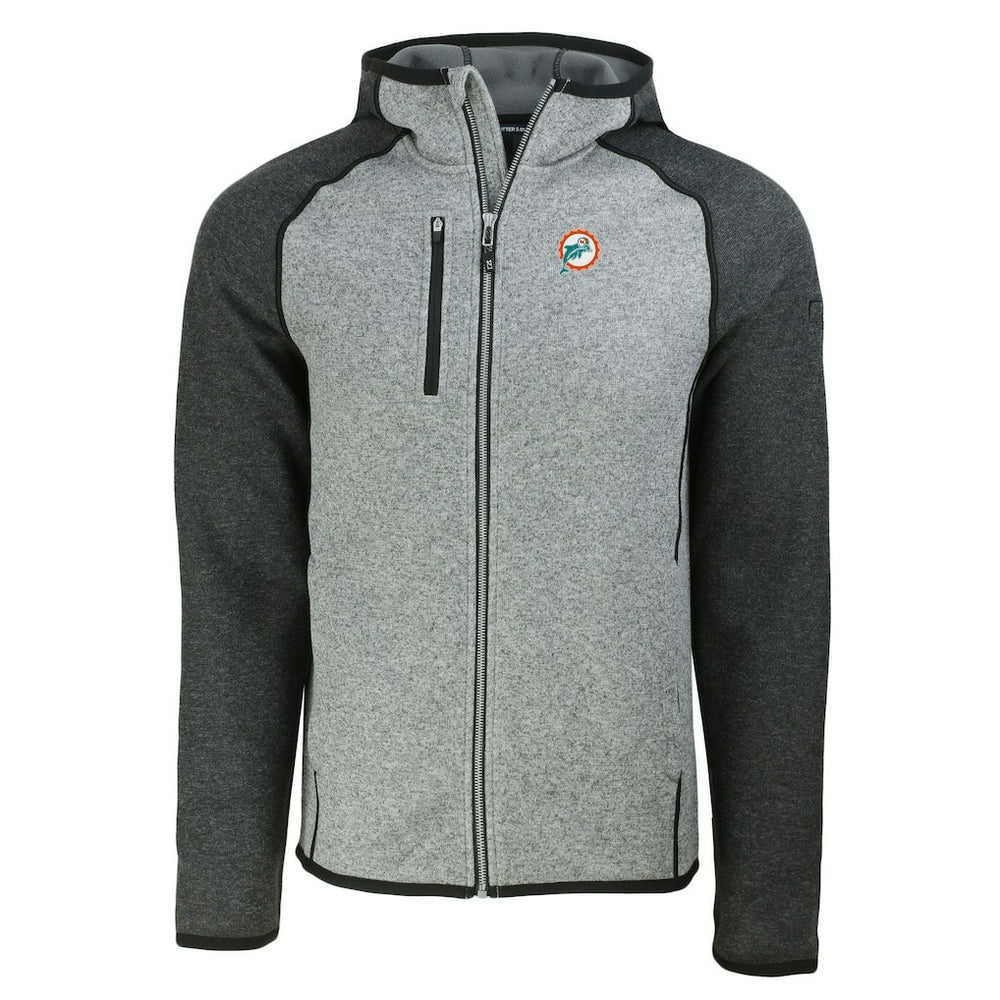 Miami Dolphins  Cutter & Buck Throwback Mainsail Sweater-Knit Full-Zip Hoodie