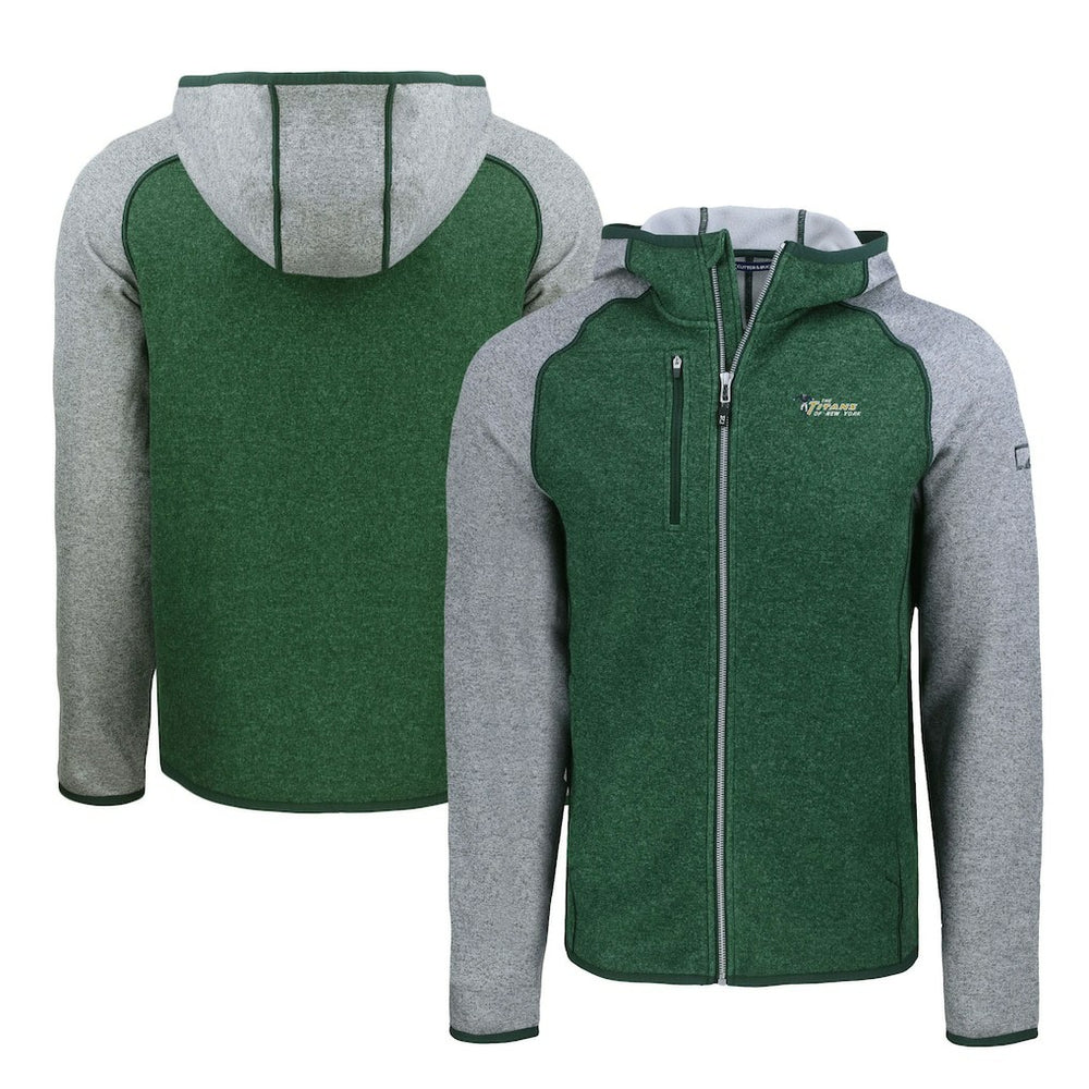 New York Jets  Cutter & Buck Throwback Mainsail Sweater-Knit Full-Zip Hoodie
