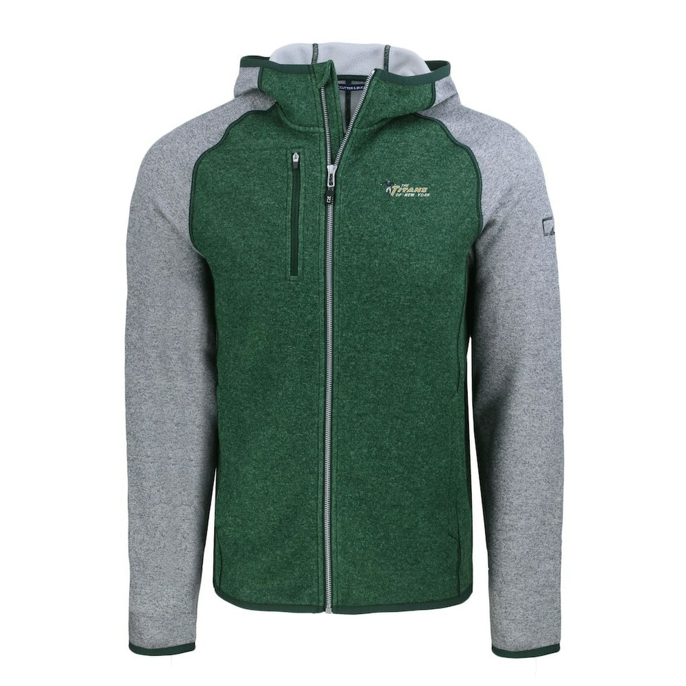 New York Jets  Cutter & Buck Throwback Mainsail Sweater-Knit Full-Zip Hoodie