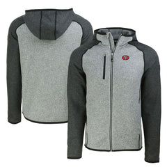San Francisco 49ers  Cutter & Buck Throwback Mainsail Sweater-Knit Full-Zip Hoodie