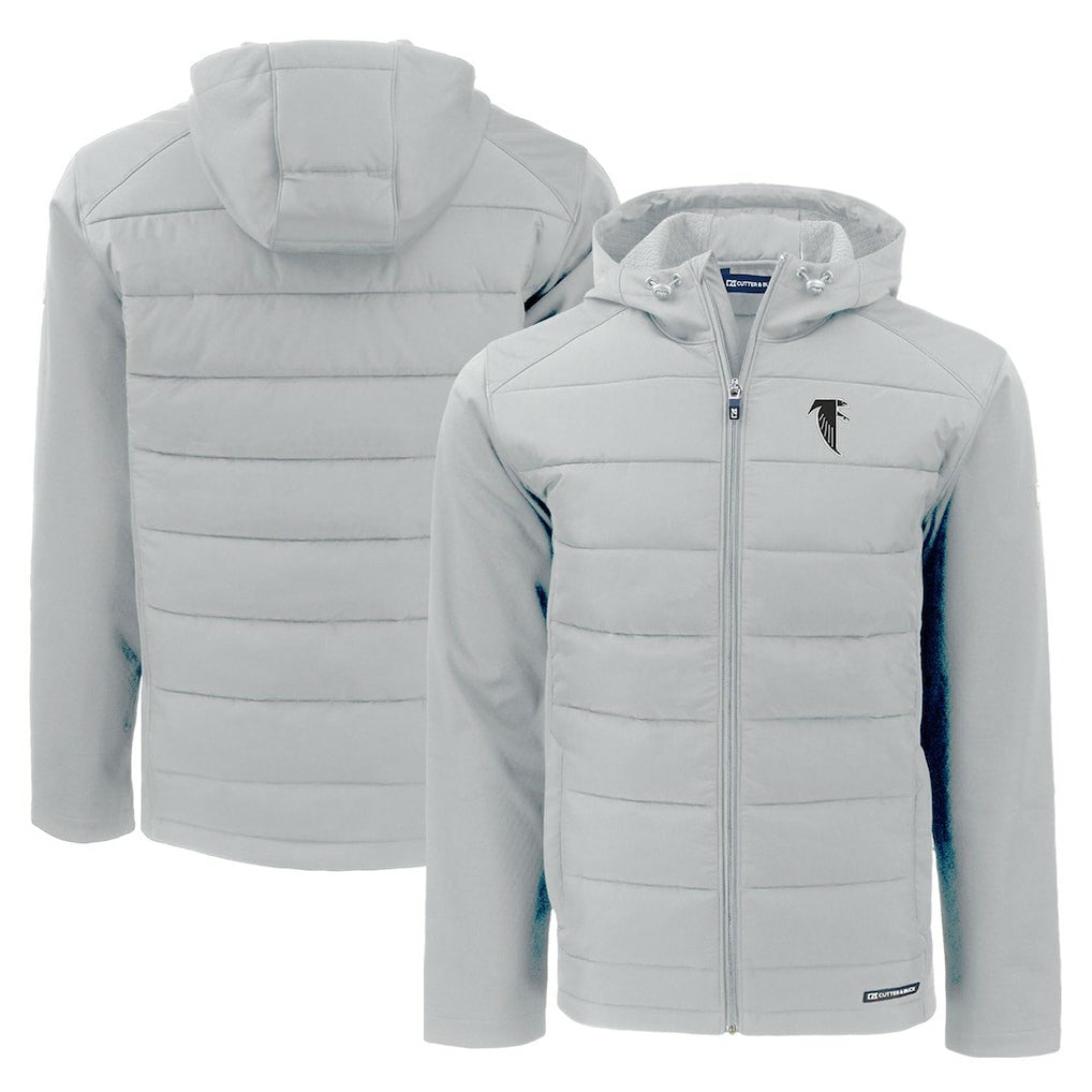 Atlanta Falcons  Cutter & Buck Throwback Evoke Hybrid Eco Softshell Recycled Full-Zip Hoodie Jacket