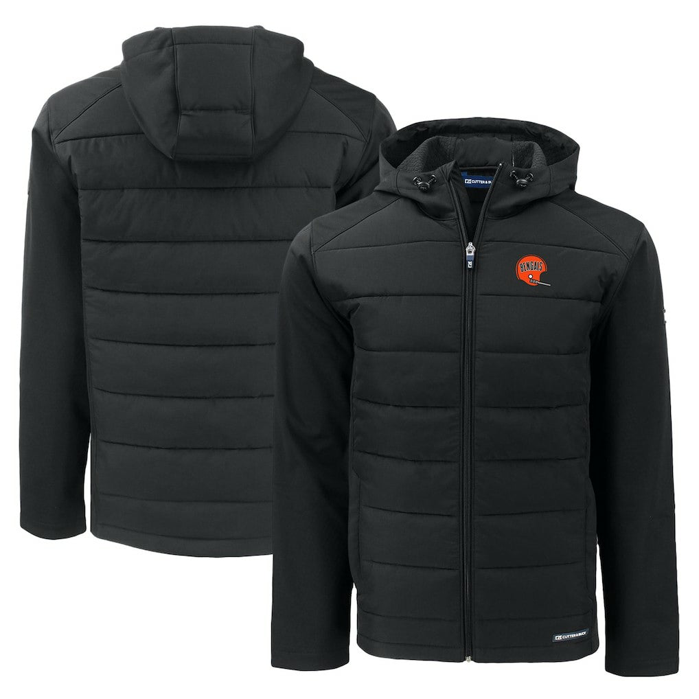 Cincinnati Bengals  Cutter & Buck Throwback Evoke Hybrid Eco Softshell Recycled Full-Zip Hoodie Jacket