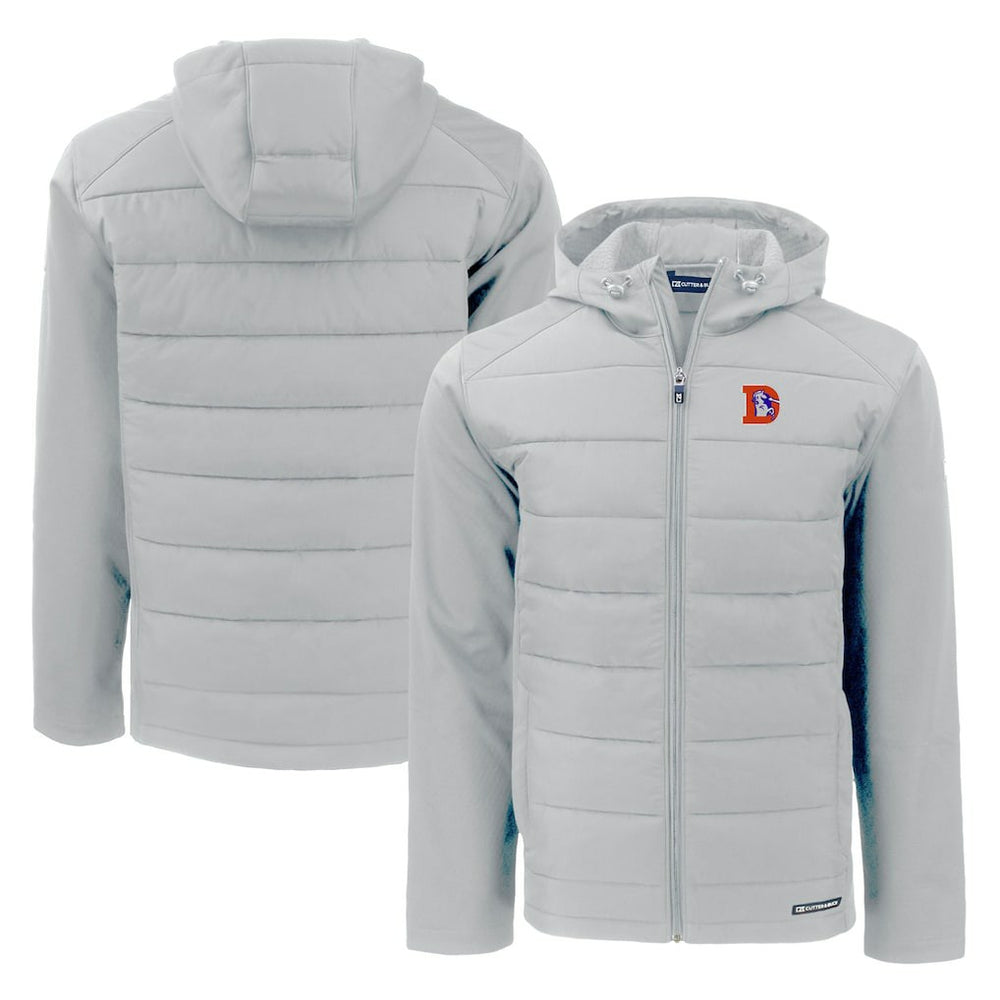 Denver Broncos  Cutter & Buck Throwback Evoke Hybrid Eco Softshell Recycled Full-Zip Hoodie Jacket