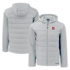 Denver Broncos  Cutter & Buck Throwback Evoke Hybrid Eco Softshell Recycled Full-Zip Hoodie Jacket