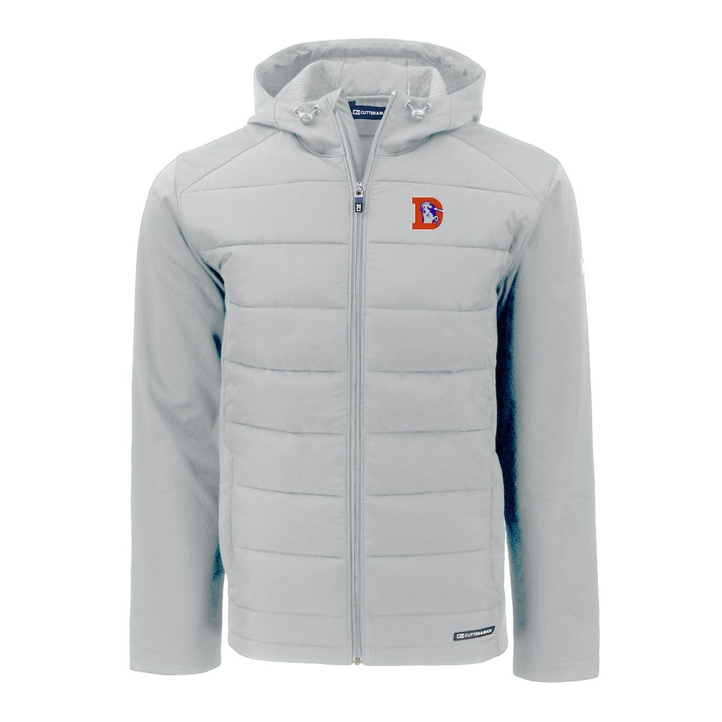 Denver Broncos  Cutter & Buck Throwback Evoke Hybrid Eco Softshell Recycled Full-Zip Hoodie Jacket