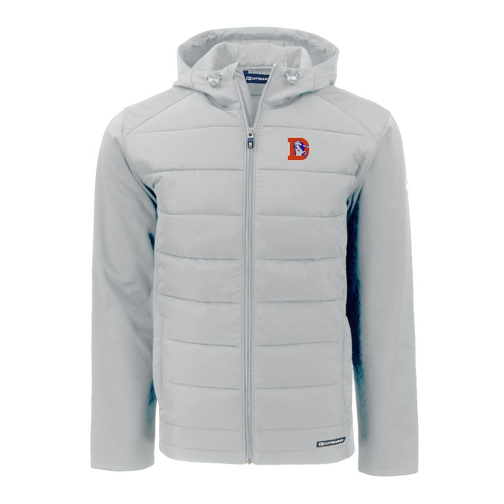 Denver Broncos  Cutter & Buck Throwback Evoke Hybrid Eco Softshell Recycled Full-Zip Hoodie Jacket
