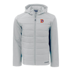 Denver Broncos  Cutter & Buck Throwback Evoke Hybrid Eco Softshell Recycled Full-Zip Hoodie Jacket