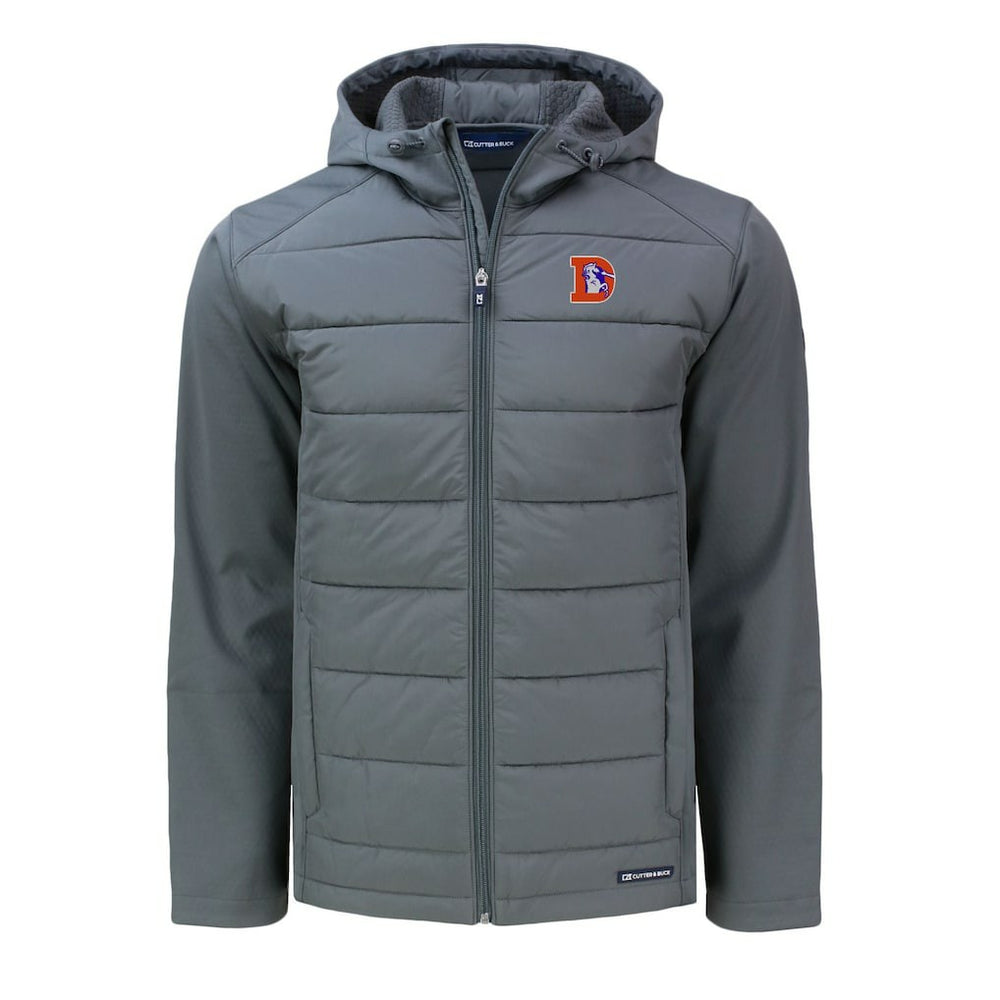 Denver Broncos  Cutter & Buck Throwback Evoke Hybrid Eco Softshell Recycled Full-Zip Hoodie Jacket