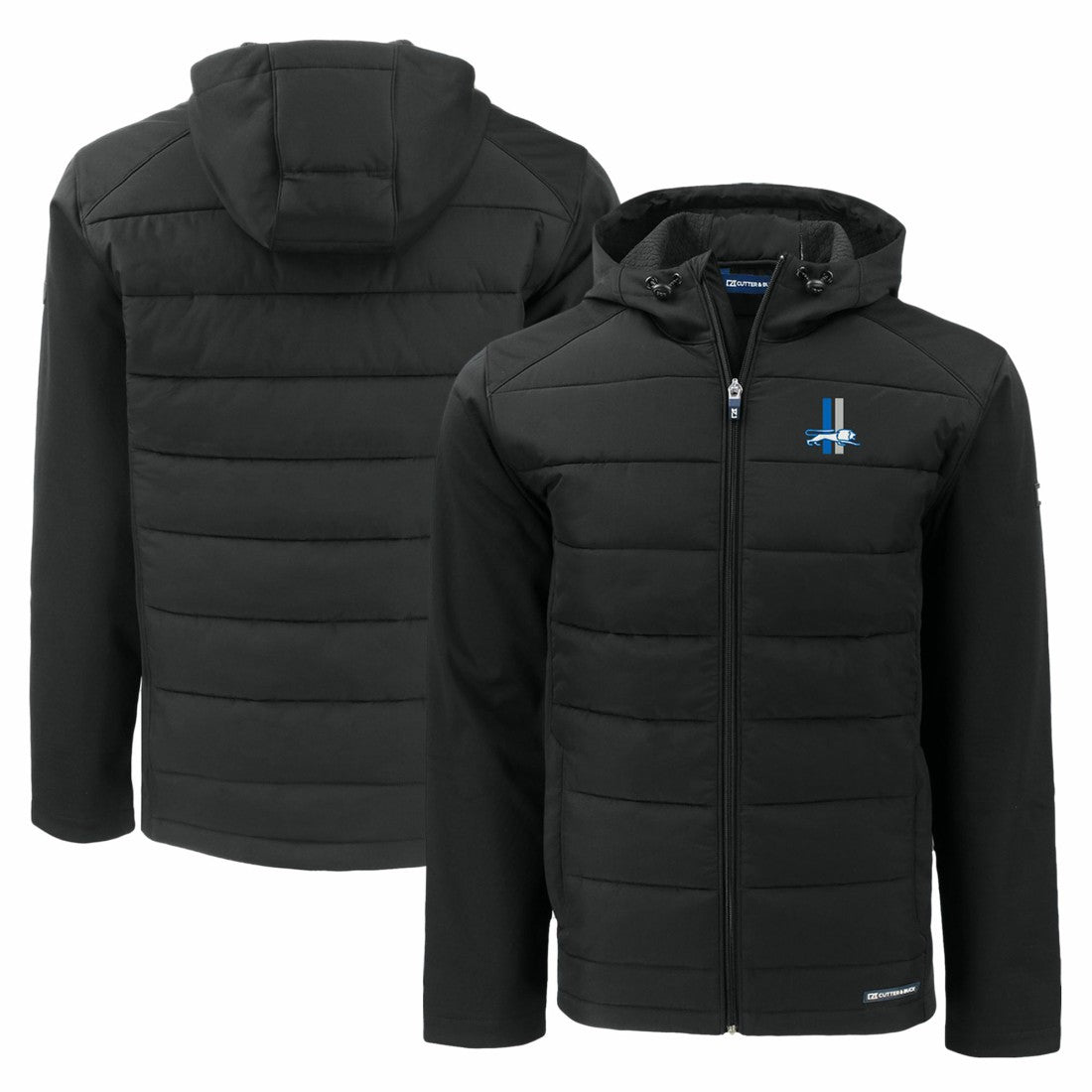Detroit Lions  Cutter & Buck Throwback Evoke Hybrid Eco Softshell Recycled Full-Zip Hoodie Jacket