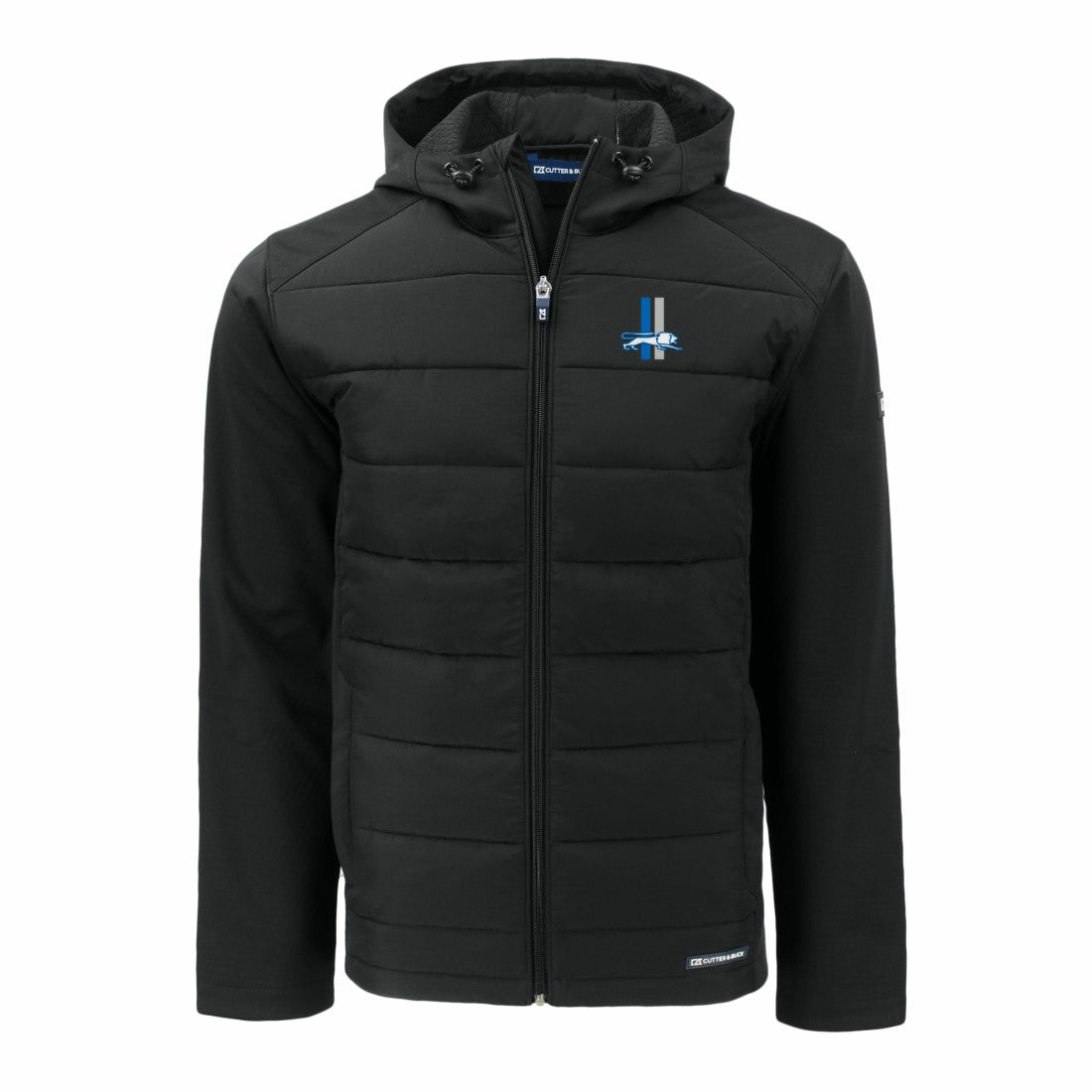 Detroit Lions  Cutter & Buck Throwback Evoke Hybrid Eco Softshell Recycled Full-Zip Hoodie Jacket