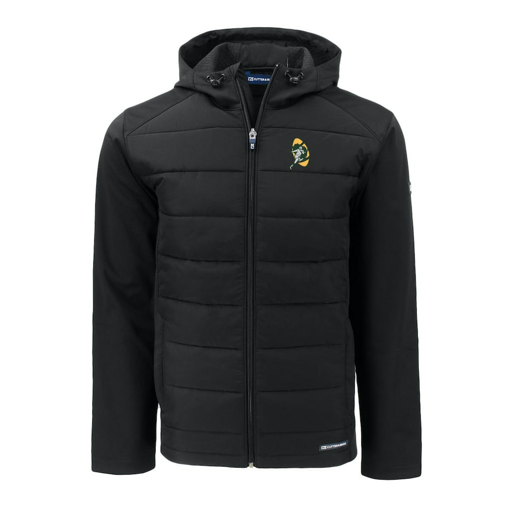 Green Bay Packers  Cutter & Buck Throwback Evoke Hybrid Eco Softshell Recycled Full-Zip Hoodie Jacket