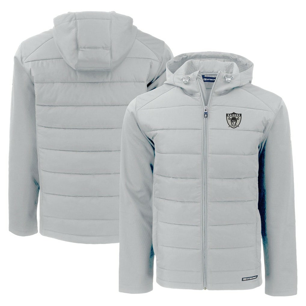 Las Vegas Raiders  Cutter & Buck Throwback Evoke Hybrid Eco Softshell Recycled Full-Zip Hoodie Jacket