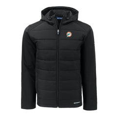 Miami Dolphins  Cutter & Buck Throwback Evoke Hybrid Eco Softshell Recycled Full-Zip Hoodie Jacket
