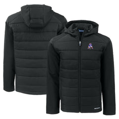 New England Patriots  Cutter & Buck Throwback Evoke Hybrid Eco Softshell Recycled Full-Zip Hoodie Jacket