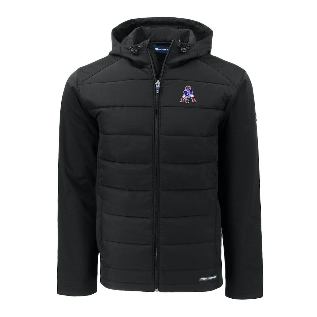New England Patriots  Cutter & Buck Throwback Evoke Hybrid Eco Softshell Recycled Full-Zip Hoodie Jacket