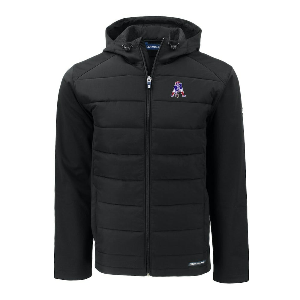 New England Patriots  Cutter & Buck Throwback Evoke Hybrid Eco Softshell Recycled Full-Zip Hoodie Jacket