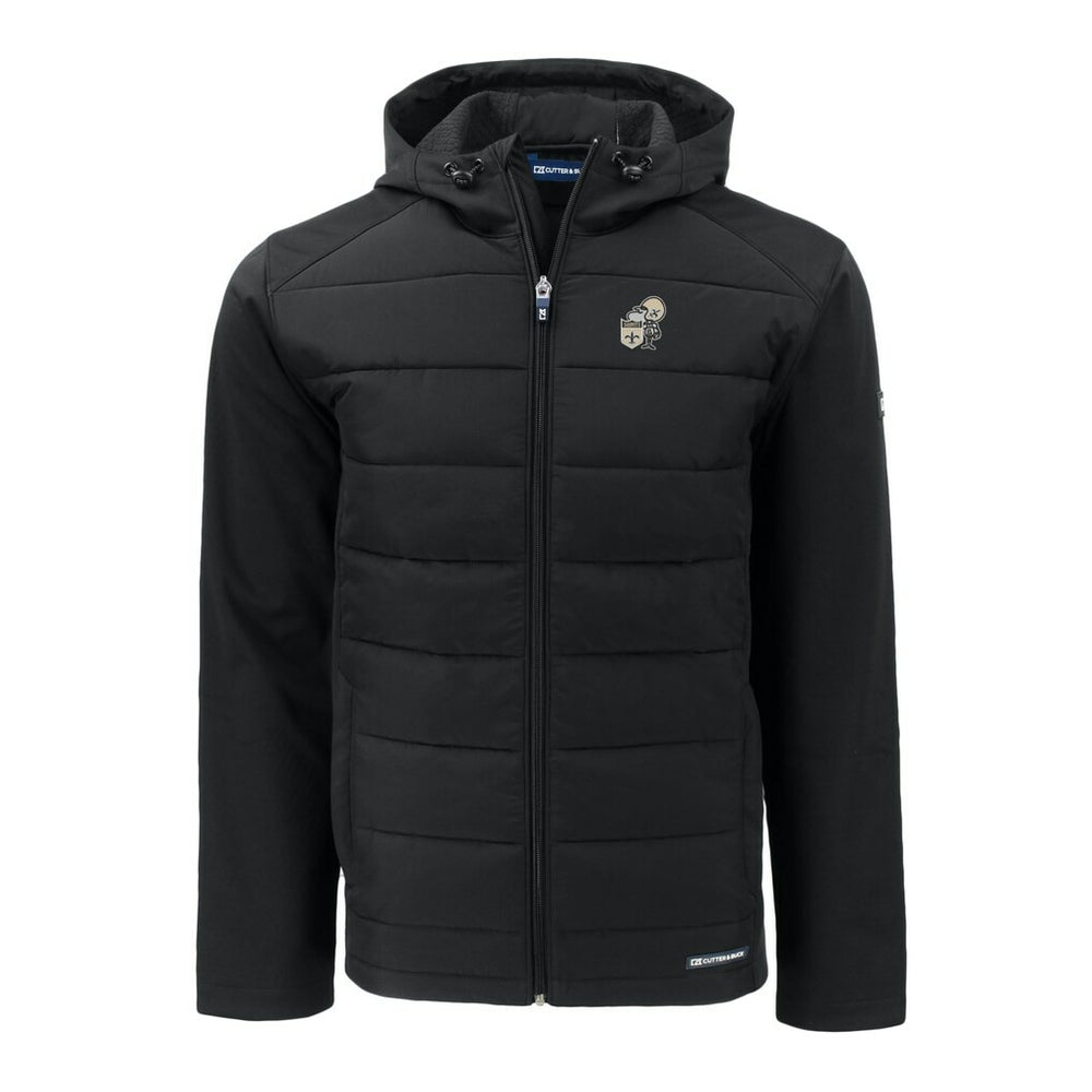 New Orleans Saints  Cutter & Buck Throwback Evoke Hybrid Eco Softshell Recycled Full-Zip Hoodie Jacket