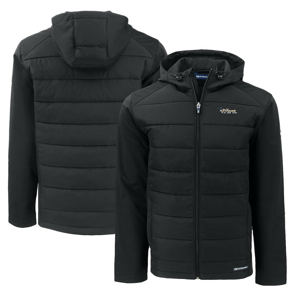 New York Jets  Cutter & Buck Throwback Evoke Hybrid Eco Softshell Recycled Full-Zip Hoodie Jacket