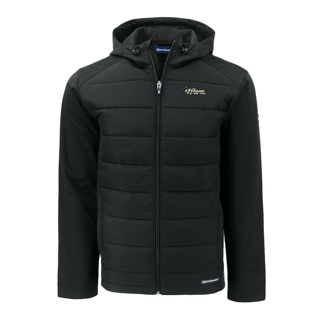 New York Jets  Cutter & Buck Throwback Evoke Hybrid Eco Softshell Recycled Full-Zip Hoodie Jacket