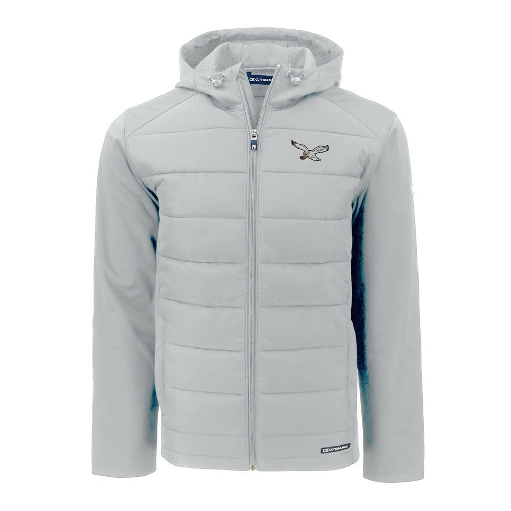 Philadelphia Eagles  Cutter & Buck Throwback Evoke Hybrid Eco Softshell Recycled Full-Zip Hoodie Jacket