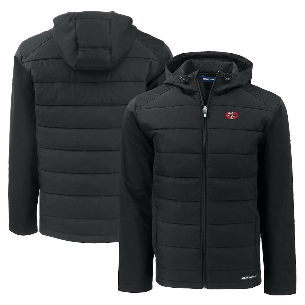 San Francisco 49ers  Cutter & Buck Throwback Evoke Hybrid Eco Softshell Recycled Full-Zip Hoodie Jacket