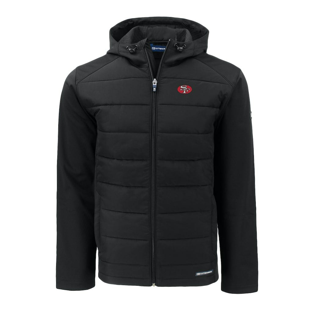 San Francisco 49ers  Cutter & Buck Throwback Evoke Hybrid Eco Softshell Recycled Full-Zip Hoodie Jacket
