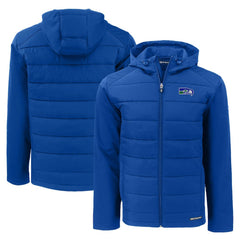 Seattle Seahawks  Cutter & Buck Throwback Evoke Hybrid Eco Softshell Recycled Full-Zip Hoodie Jacket