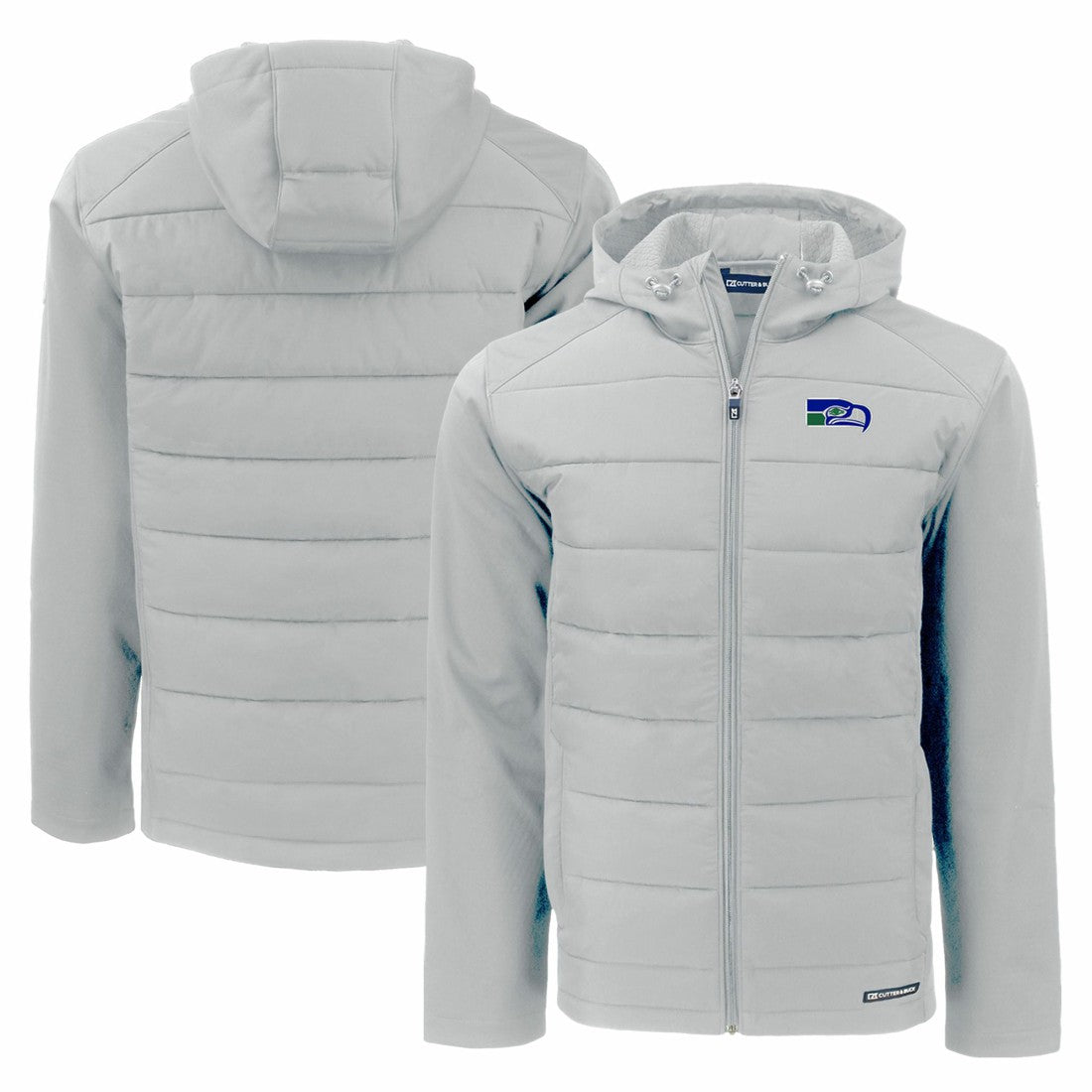 Seattle Seahawks  Cutter & Buck Throwback Evoke Hybrid Eco Softshell Recycled Full-Zip Hoodie Jacket