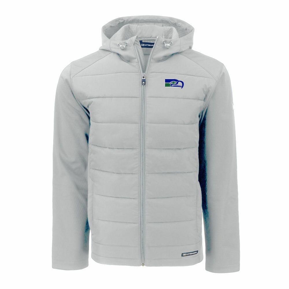Seattle Seahawks  Cutter & Buck Throwback Evoke Hybrid Eco Softshell Recycled Full-Zip Hoodie Jacket