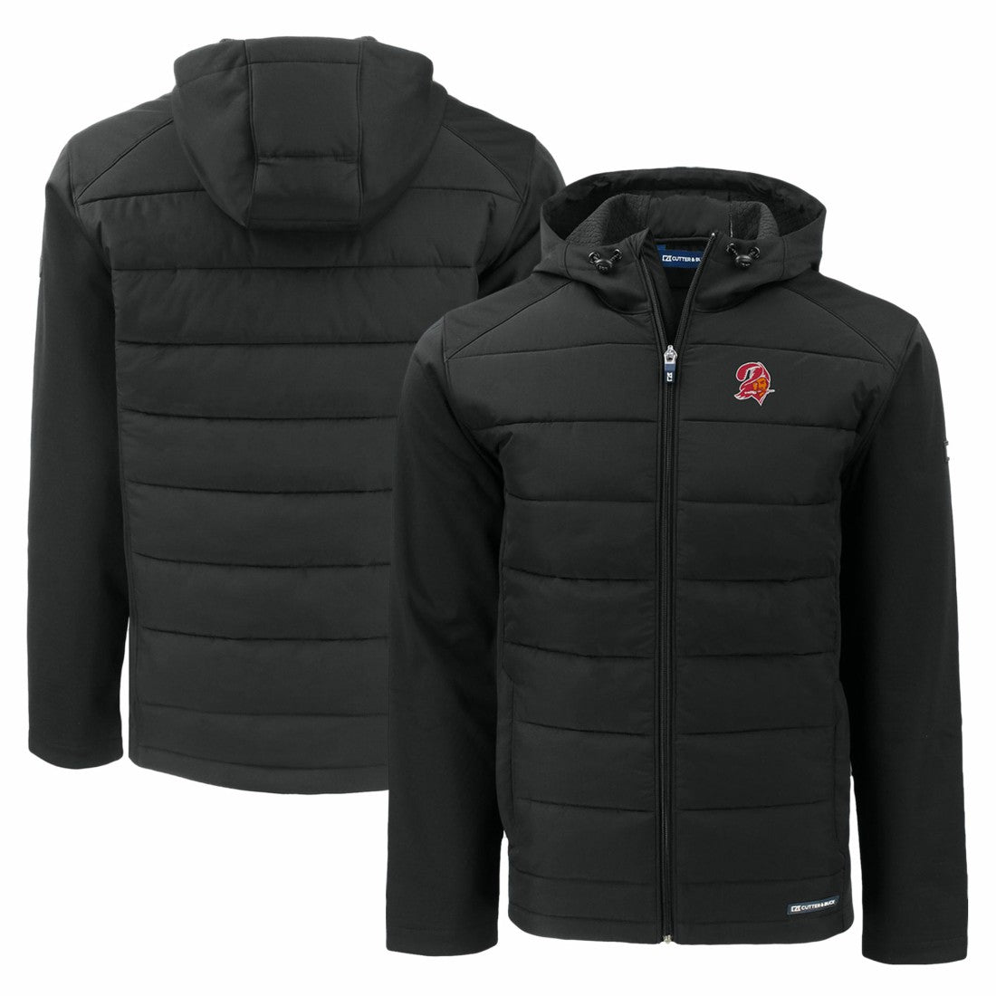 Tampa Bay Buccaneers  Cutter & Buck Throwback Evoke Hybrid Eco Softshell Recycled Full-Zip Hoodie Jacket
