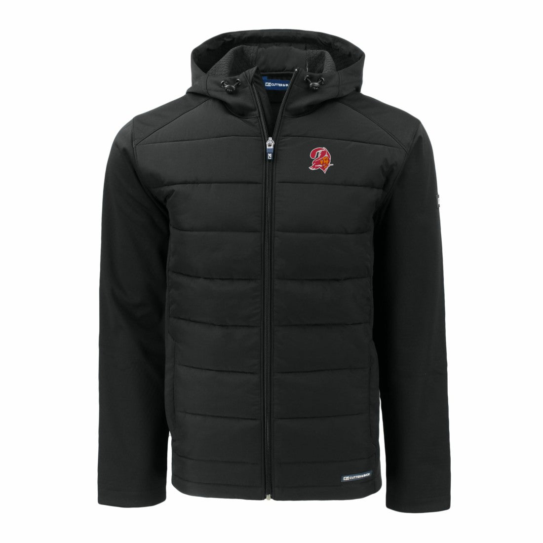 Tampa Bay Buccaneers  Cutter & Buck Throwback Evoke Hybrid Eco Softshell Recycled Full-Zip Hoodie Jacket